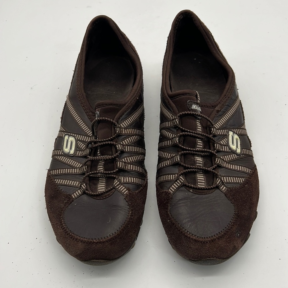 Skechers Brown Leather and Suede Sports Shoes size 9.5